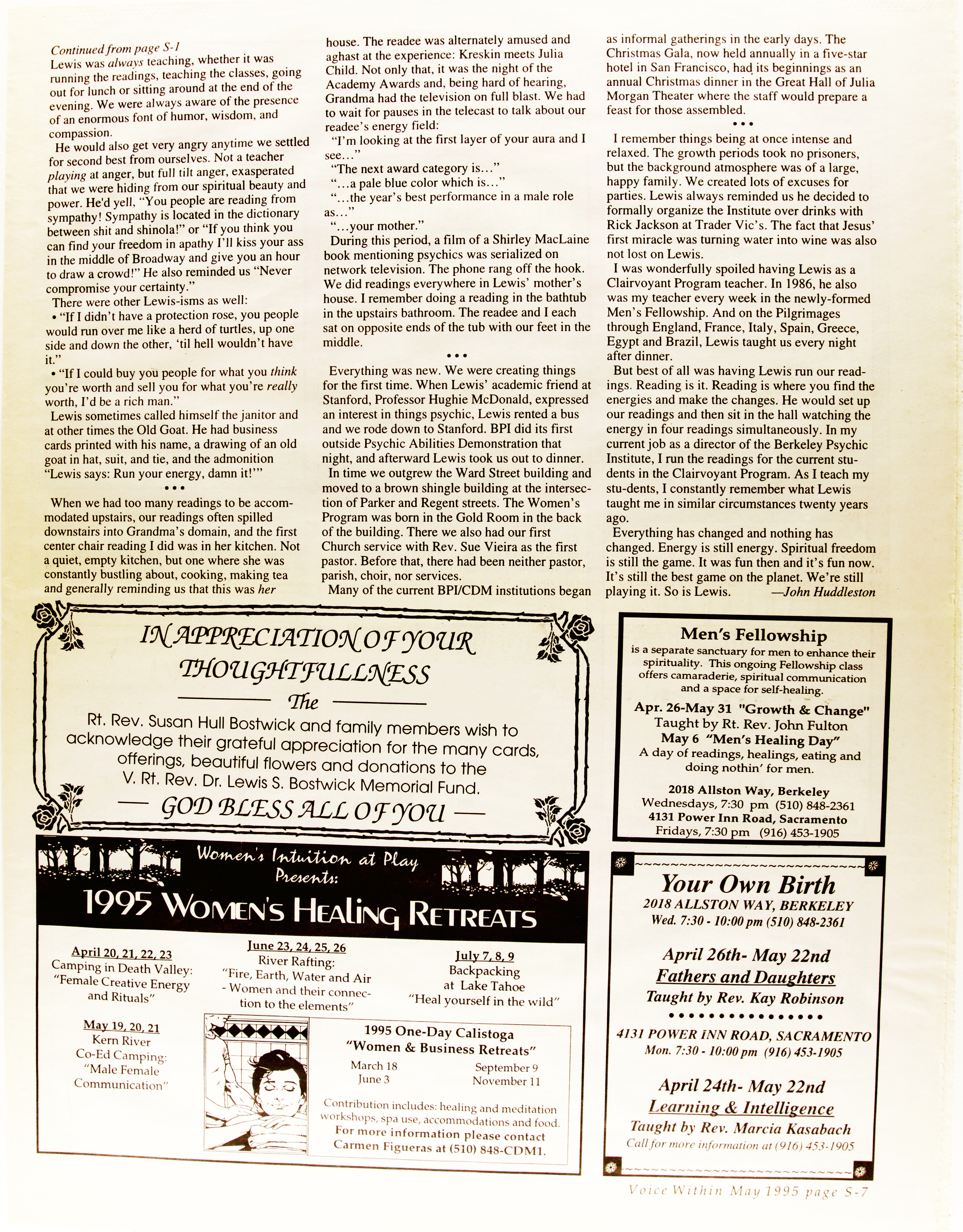 Page S-7 / end Personal History by John Huddleston